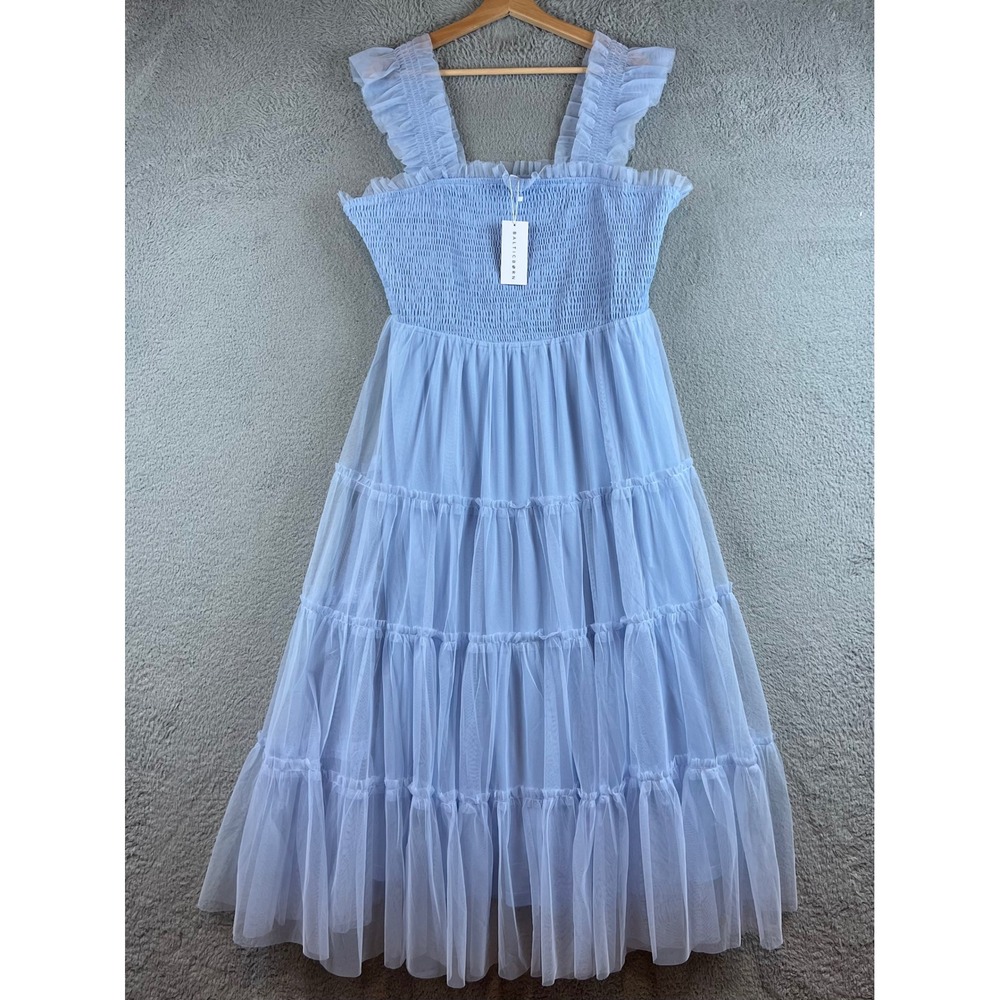 Baltic Born Light Blue Emma Smocked Tulle Dress Ruffle Strap 3XL - Picture 3 of 13